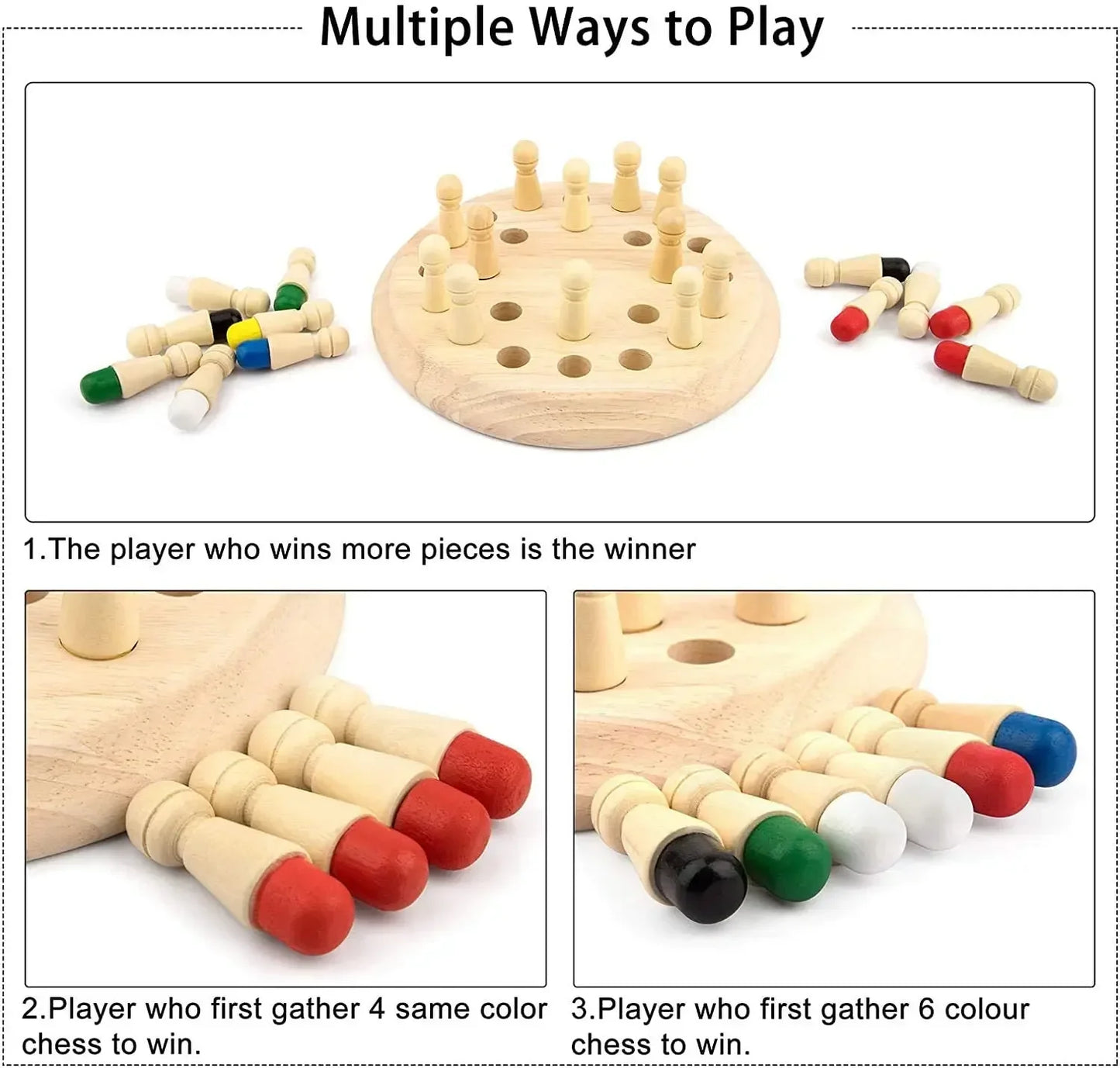 Kids Montessori Wooden Board Games Memory Match Chess Game