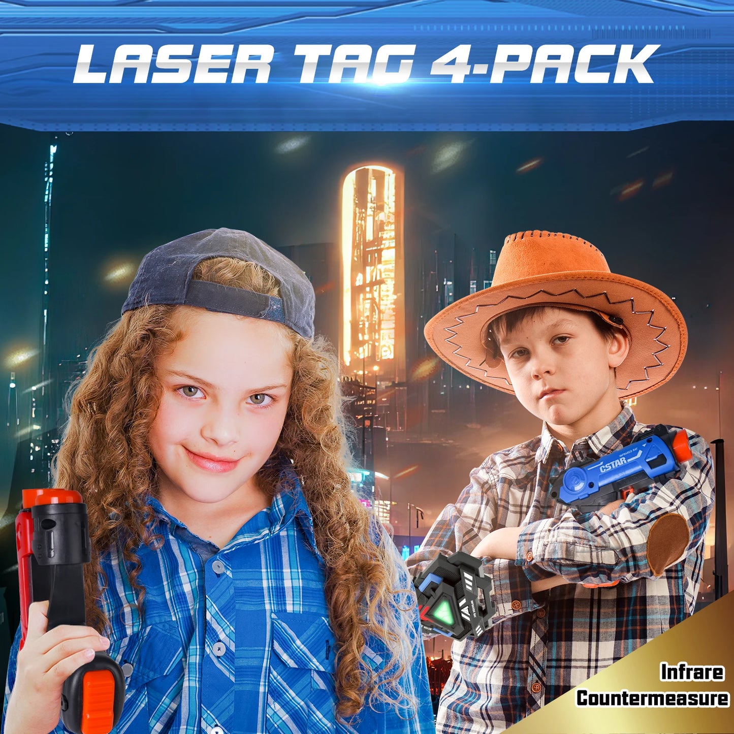 VATOS Laser Tag Guns Set 2x Infrared Mini Laser Tag Blaster for Kids