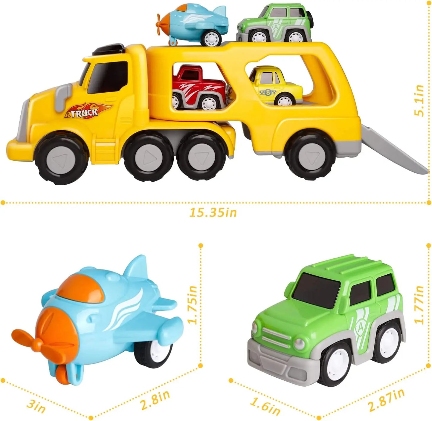 Friction Power Toy Vehicle Set in Carrier Truck