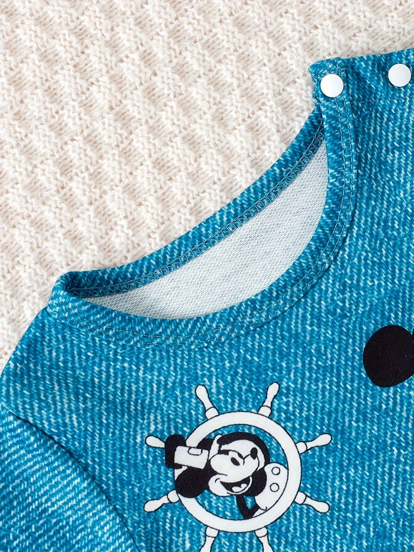 Boys' Trendy Cartoon Mouse Long-Sleeve Romper