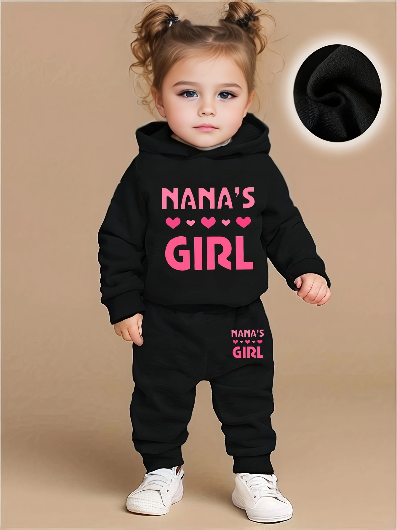 Children'S Hoodie with Round Neck And NANA'S GIRL Print