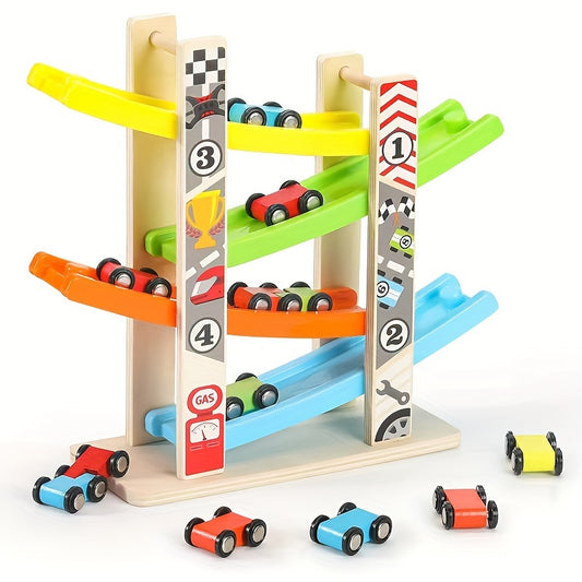 Wooden Car Ramp Racer Vehicle Set