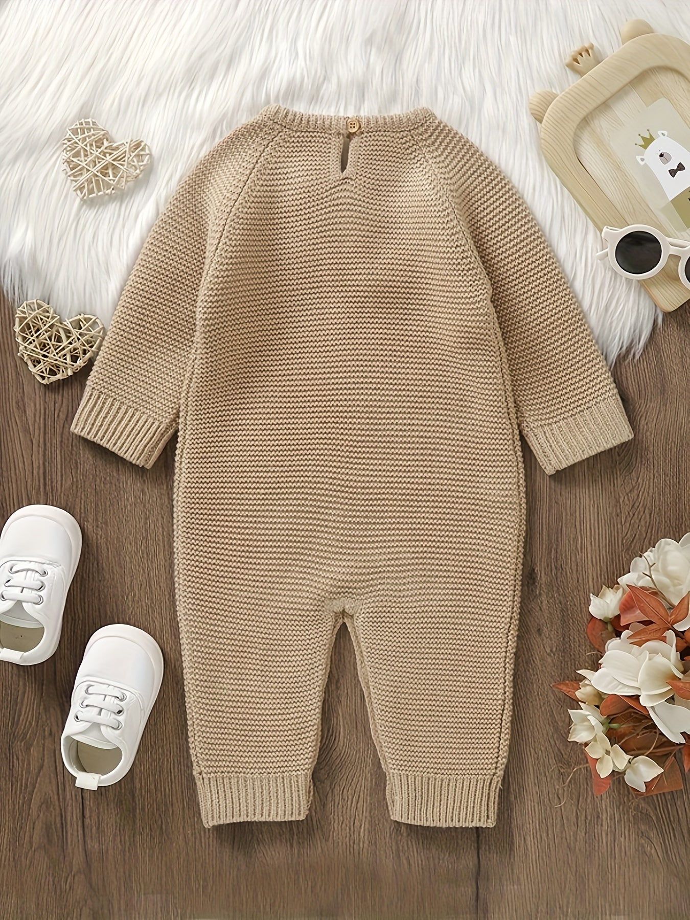 Baby Boy's Heart Jacquard Cable Knit Bodysuit,