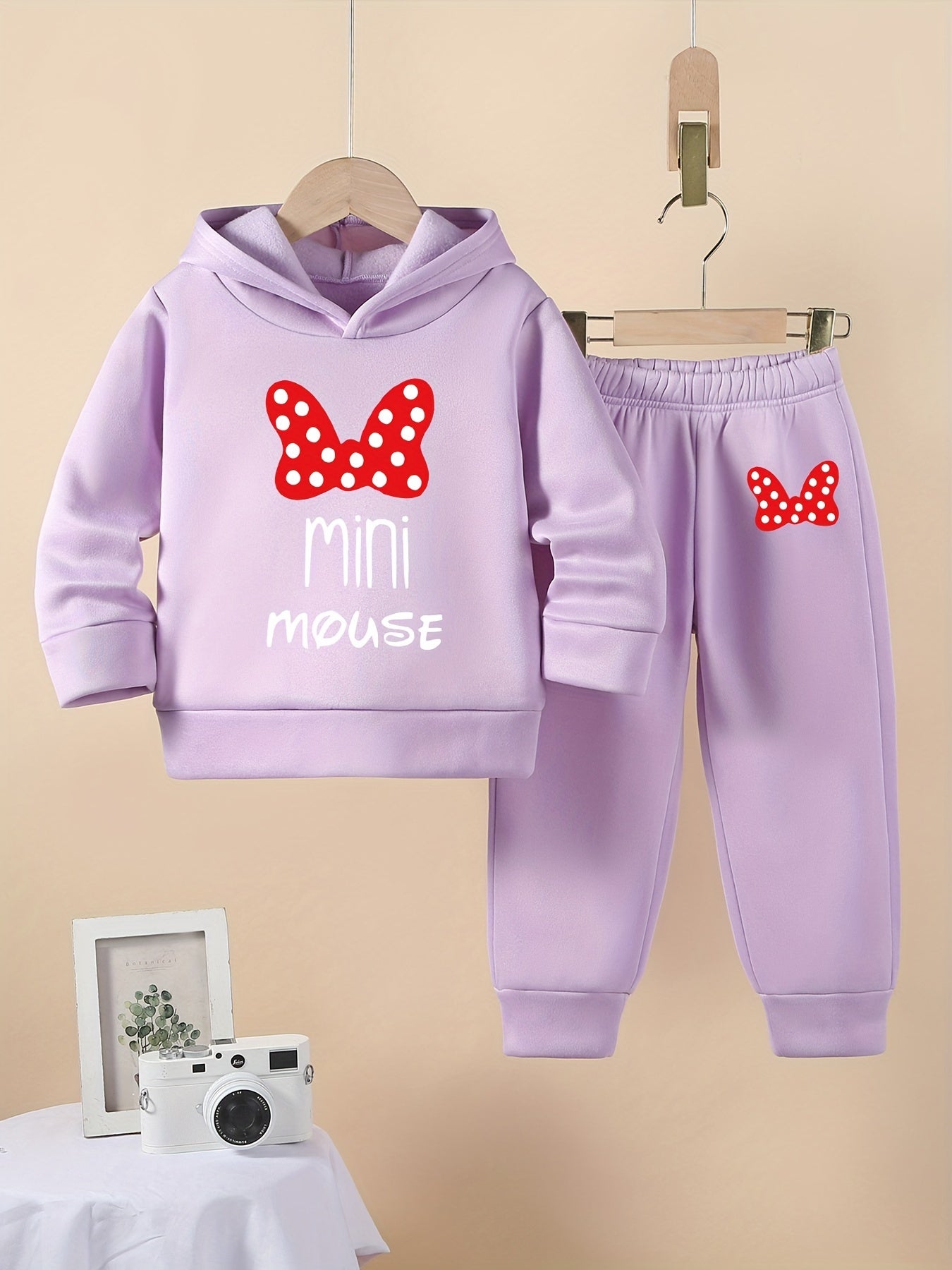 Girls 2Pcs Outfit Long Sleeve Hooded Sweatshirt & Pants Set