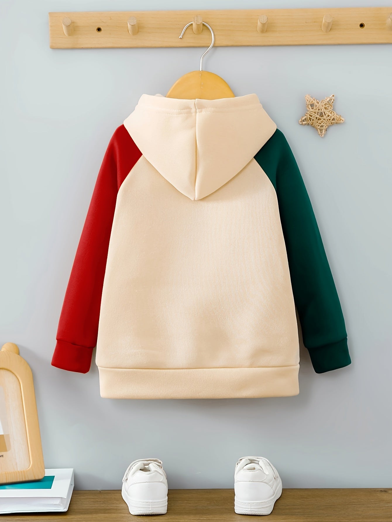 Dad+Me" Boys' Hoodie - Color Block, Long Sleeve Pullover for Ages 3-10 | Casual & Sporty Fall/Winter Top, Letter Pattern, Round Neck, Single Piece