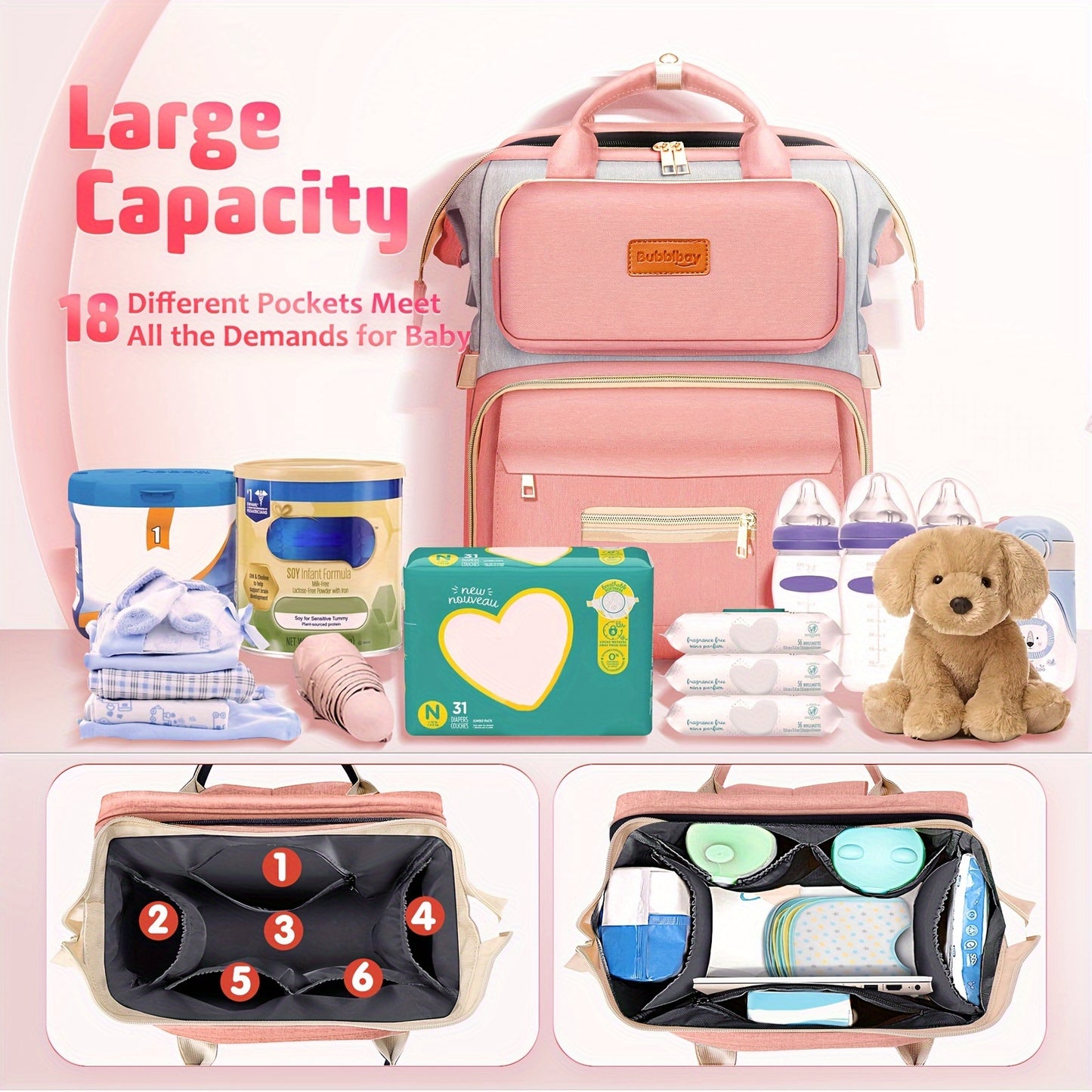 Diaper Bag Backpack, Multifunctional Portable Travel Bags,