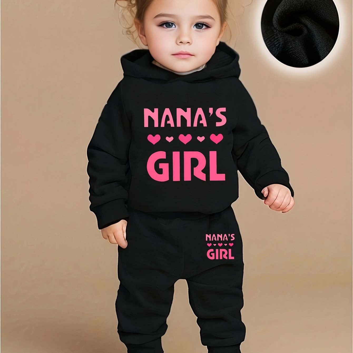 Children'S Hoodie with Round Neck And NANA'S GIRL Print