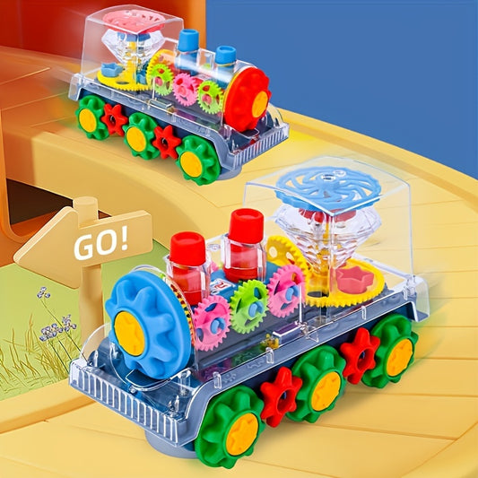 "Magical" Interactive Transparent Train Toy with Lights, Music & 360° Movement