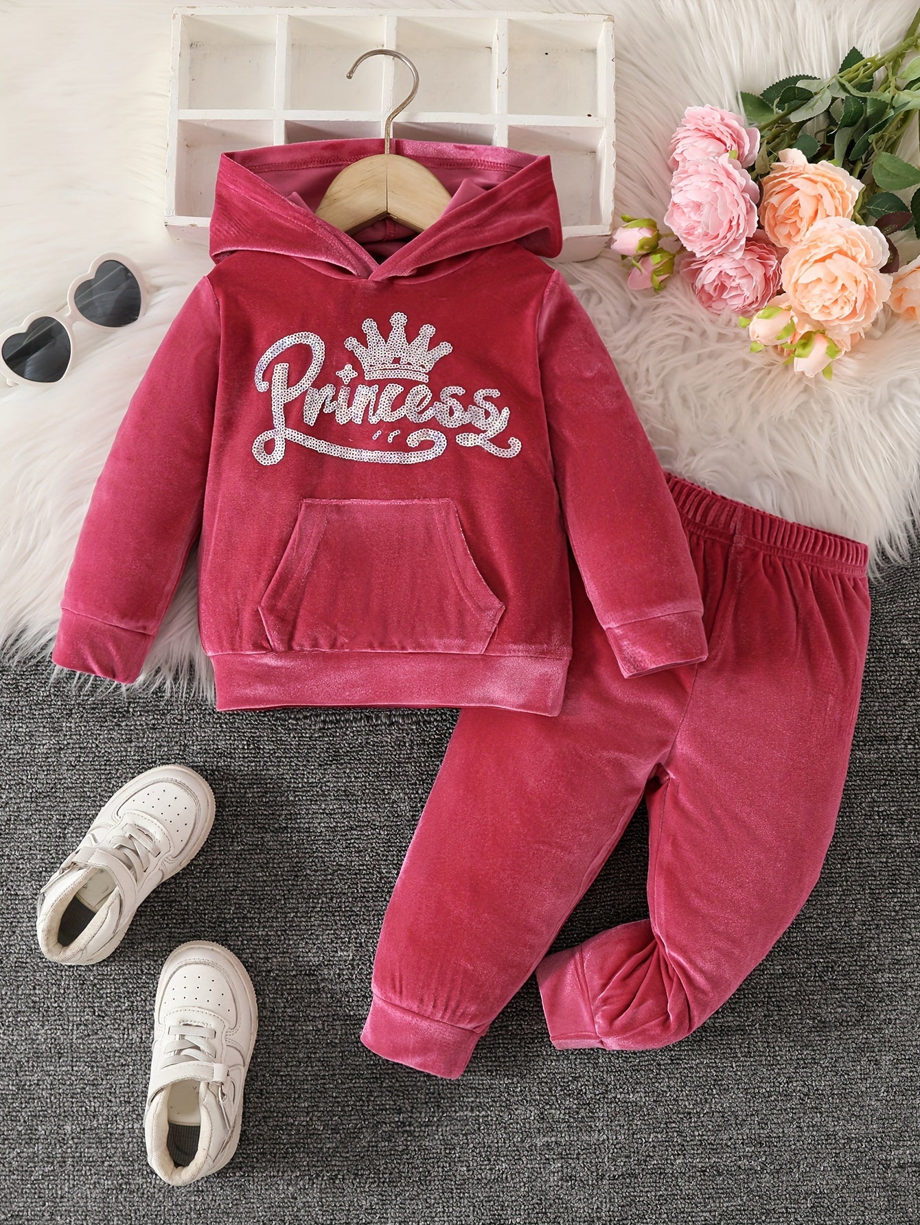 Baby Girls 2pcs Hooded Casual Long Sleeve Pants Set