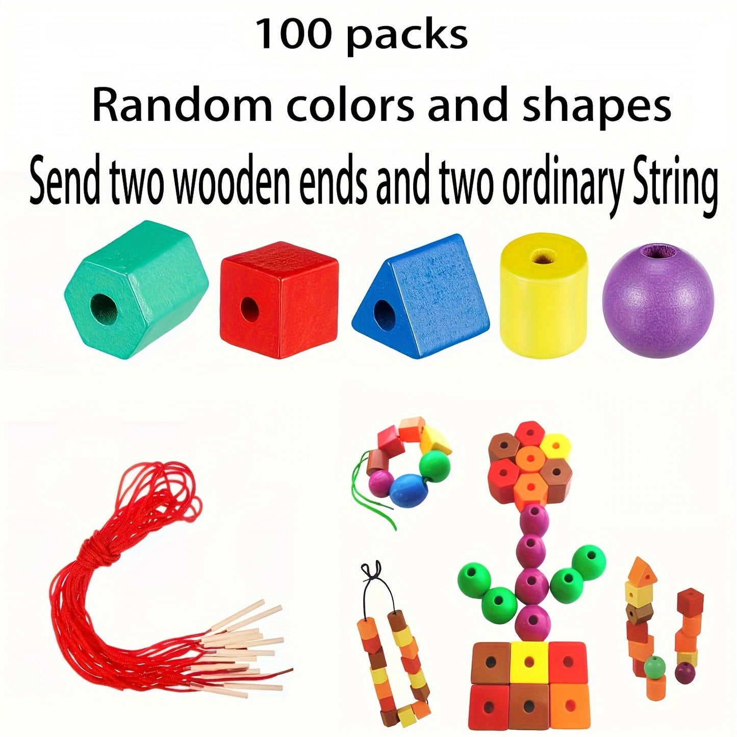 Threading Beads Toys with Shapes and  Colors