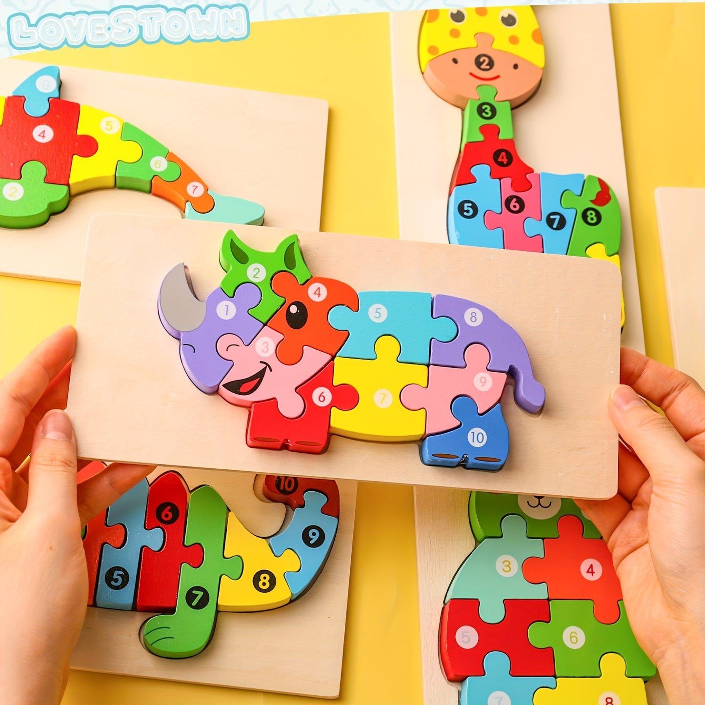 6 Number and Animal Wooden Puzzles