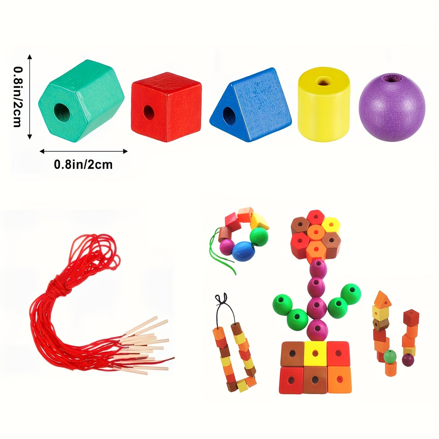 Threading Beads Toys with Shapes and  Colors