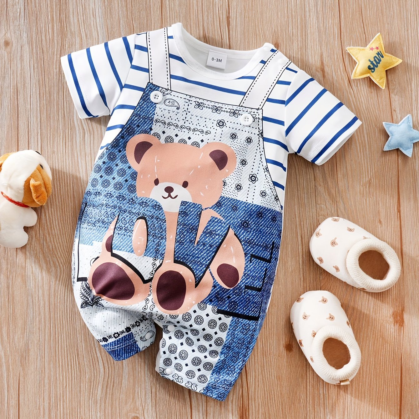 Bear Denim-Style Overalls for Kids