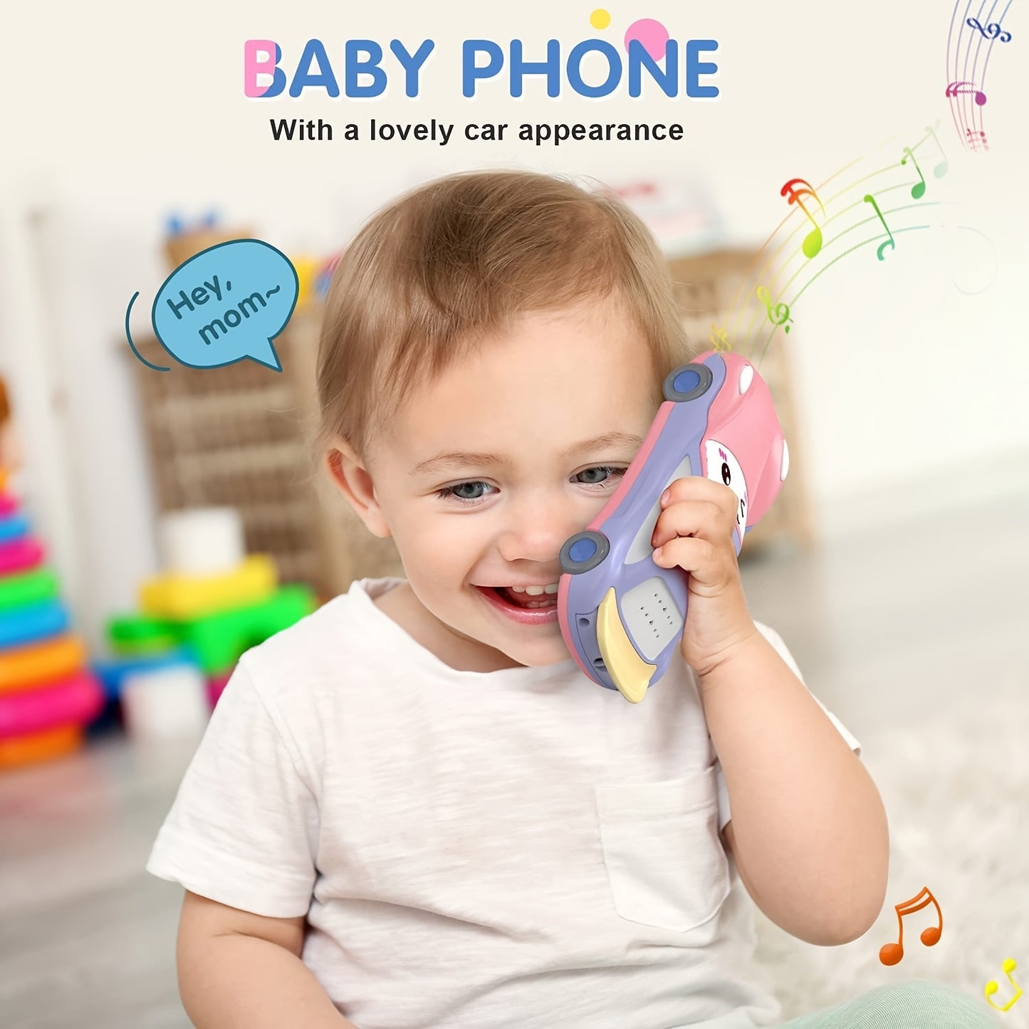 Baby Phone Toy with Music Light Mini Projector,