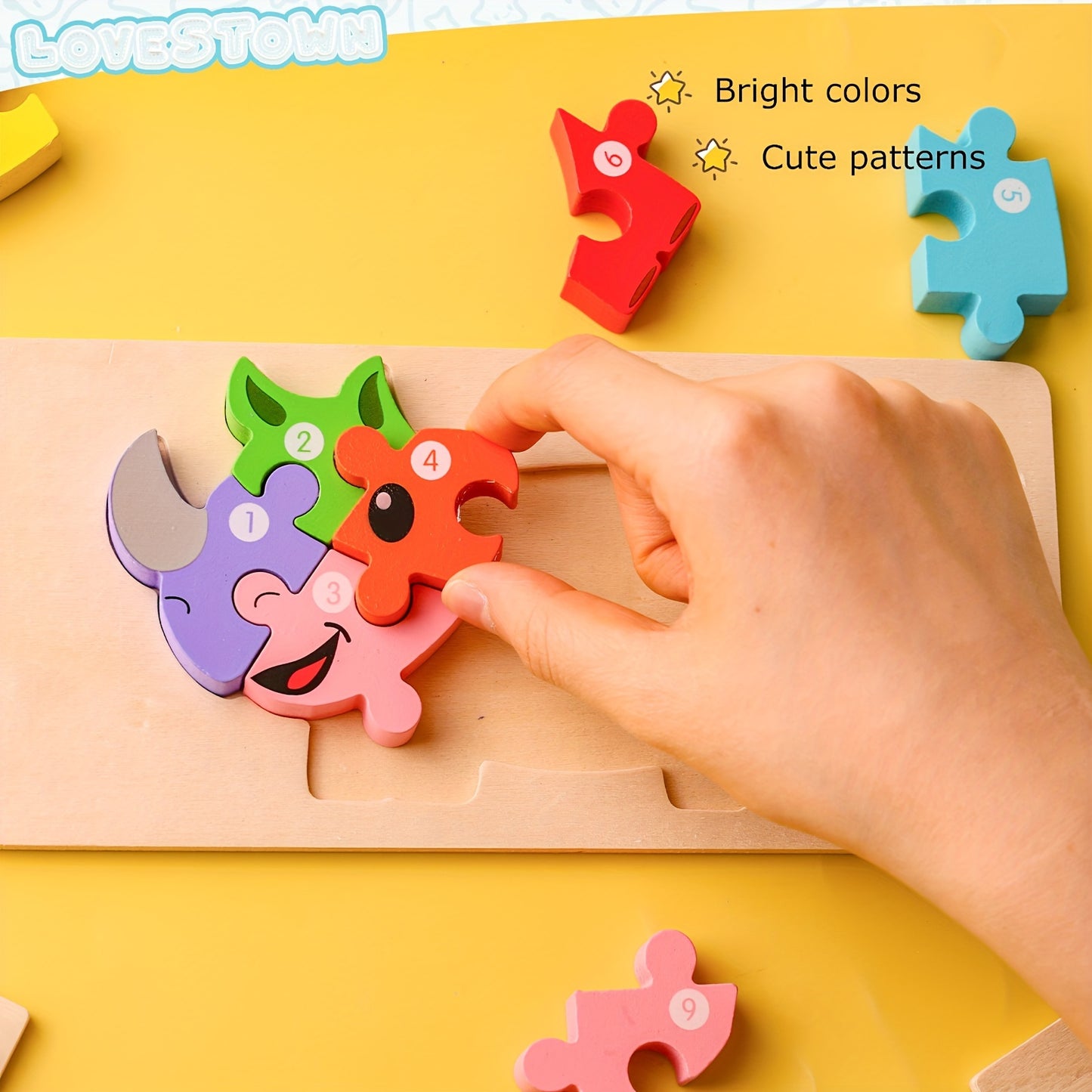 6 Number and Animal Wooden Puzzles