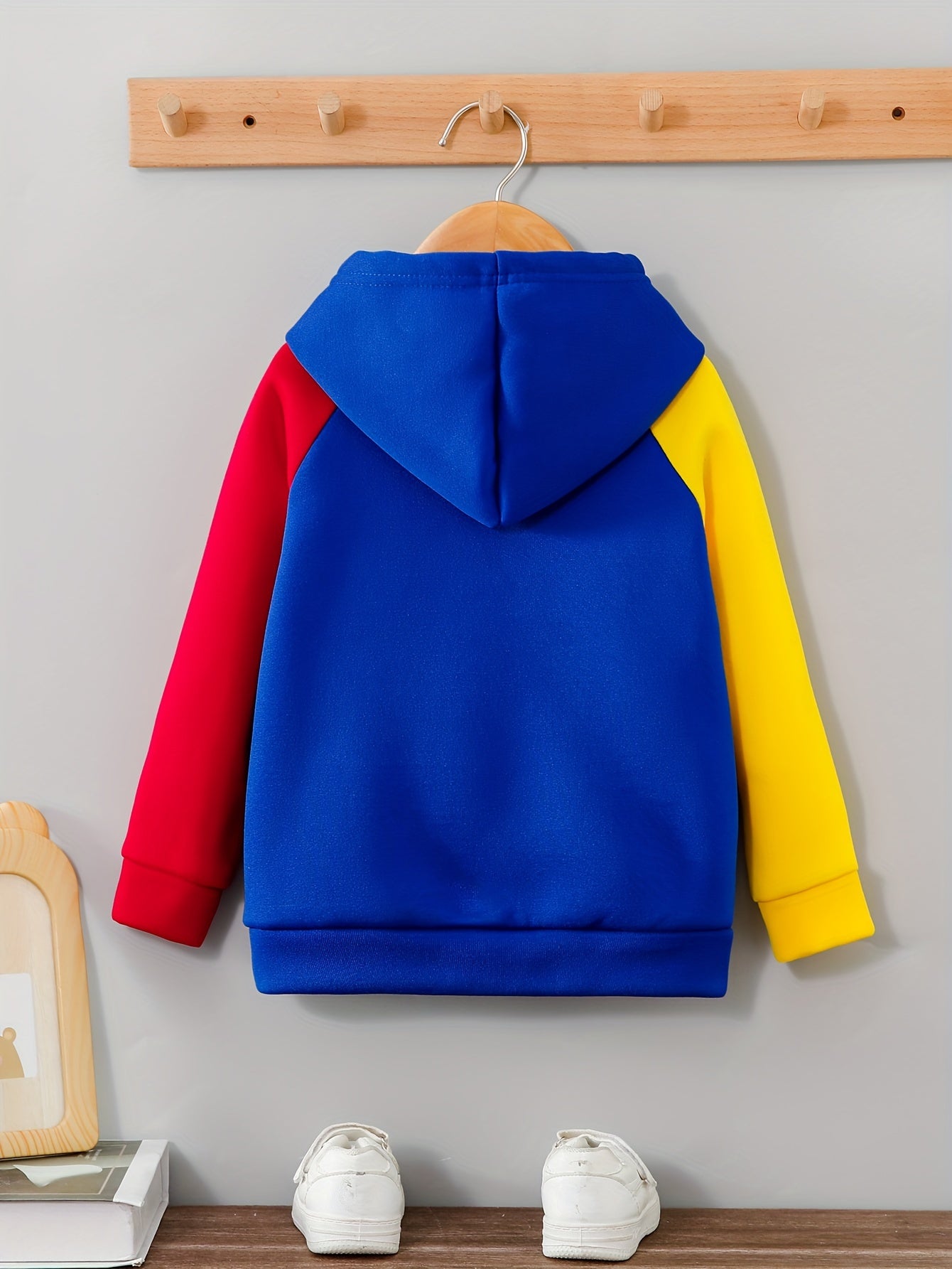 Dad+Me" Boys' Hoodie - Color Block, Long Sleeve Pullover for Ages 3-10 | Casual & Sporty Fall/Winter Top, Letter Pattern, Round Neck, Single Piece