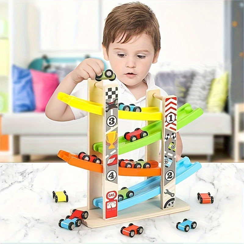 Wooden Car Ramp Racer Vehicle Set