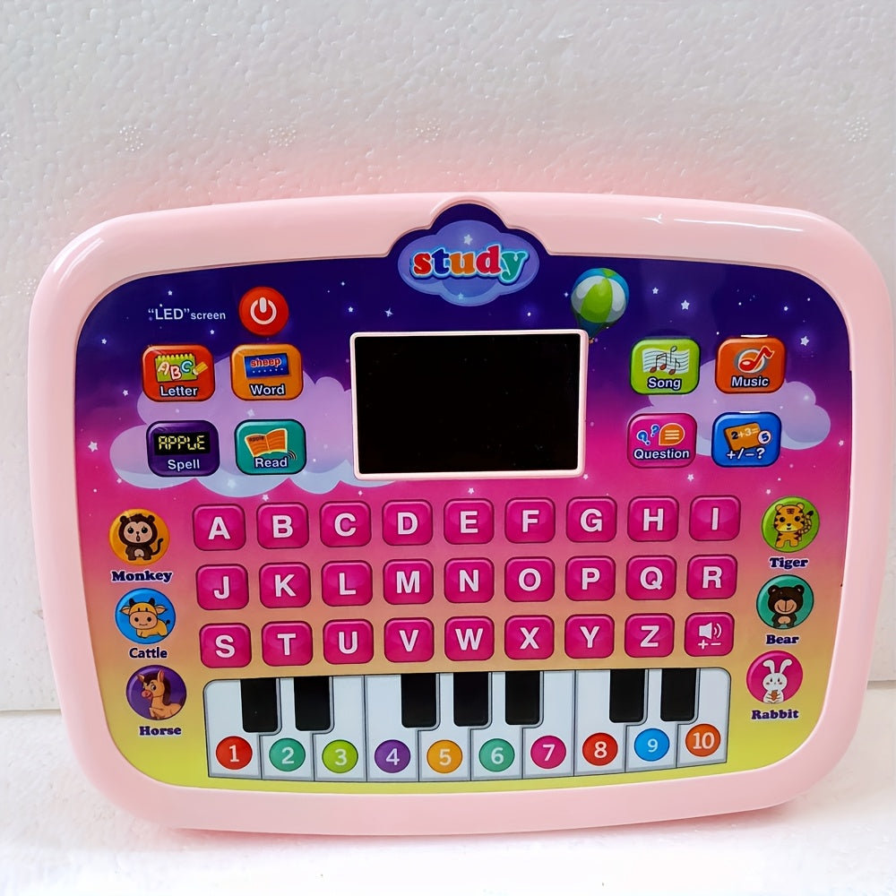 Kids Tablet Learning Pad With LED Screen Teach Alphabet Numbers Word Music Math