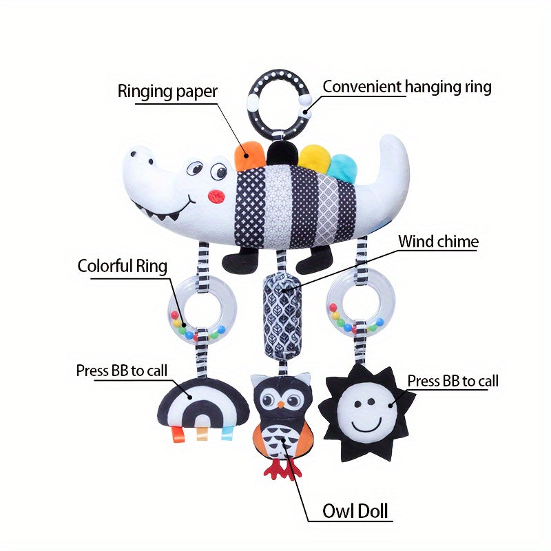 Animal Wind Chime Plush Toys for Baby Car Seat & Stroller,