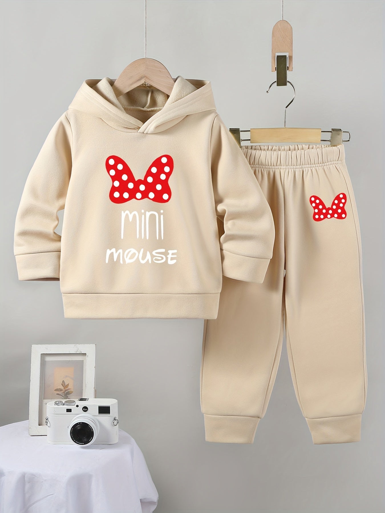 Girls 2Pcs Outfit Long Sleeve Hooded Sweatshirt & Pants Set